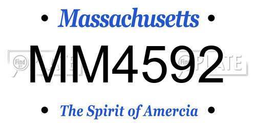 MM4592 Massachusetts License Plate