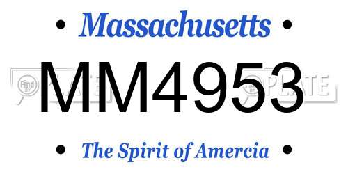MM4953 Massachusetts License Plate