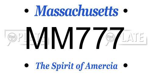 MM777 Massachusetts License Plate