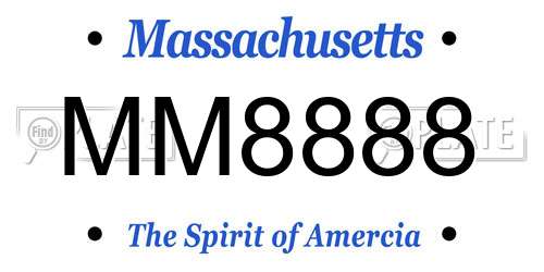 MM8888 Massachusetts License Plate