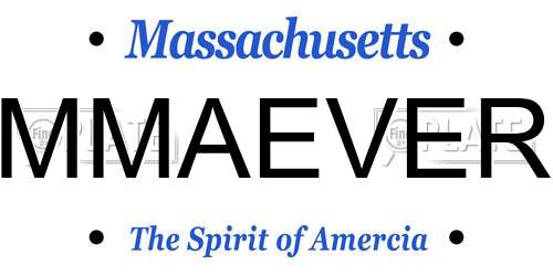 MMAEVER Massachusetts License Plate