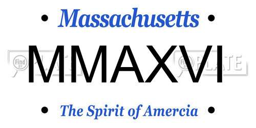 MMAXVI Massachusetts License Plate