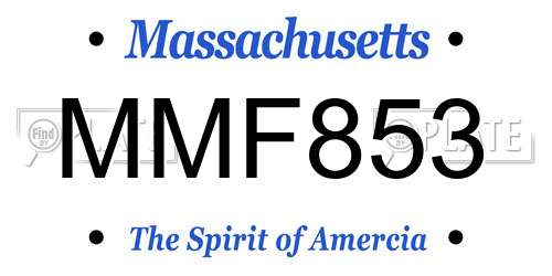 MMF853 Massachusetts License Plate