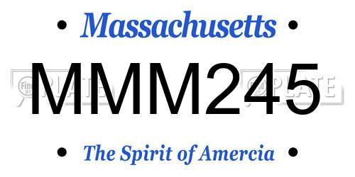 MMM245 Massachusetts License Plate