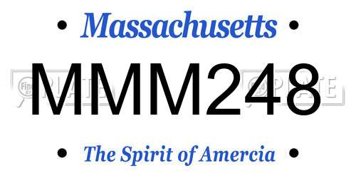 MMM248 Massachusetts License Plate