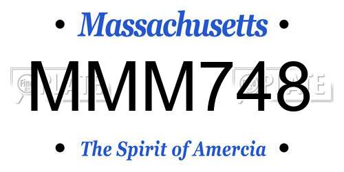 MMM748 Massachusetts License Plate