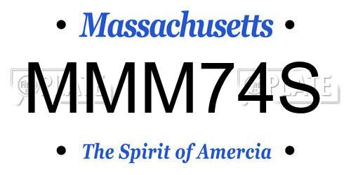 MMM74S Massachusetts License Plate