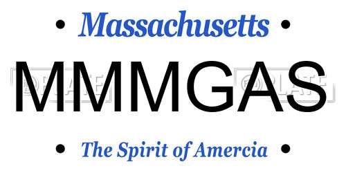 MMMGAS Massachusetts License Plate