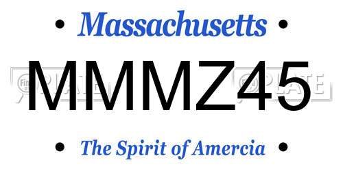MMMZ45 Massachusetts License Plate