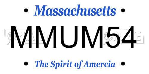 MMUM54 Massachusetts License Plate