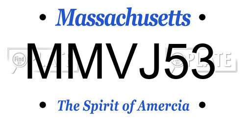 MMVJ53 Massachusetts License Plate