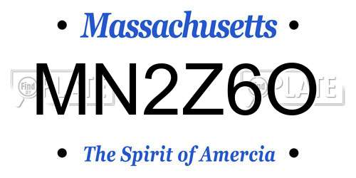 MN2Z6O Massachusetts License Plate
