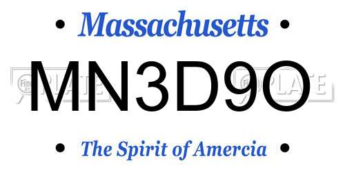 MN3D9O Massachusetts License Plate