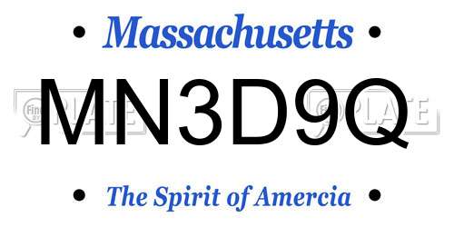 MN3D9Q Massachusetts License Plate