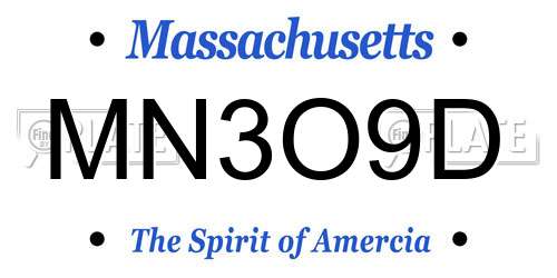 MN3O9D Massachusetts License Plate