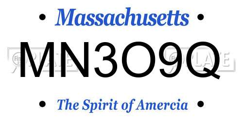 MN3O9Q Massachusetts License Plate