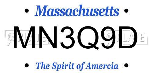 MN3Q9D Massachusetts License Plate