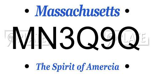 MN3Q9Q Massachusetts License Plate