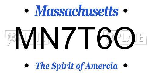 MN7T6O Massachusetts License Plate