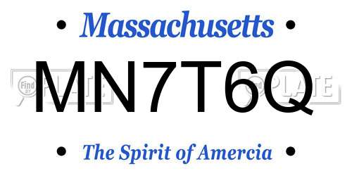 MN7T6Q Massachusetts License Plate