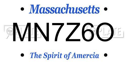 MN7Z6O Massachusetts License Plate
