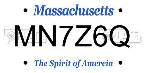 MN7Z6Q Massachusetts License Plate