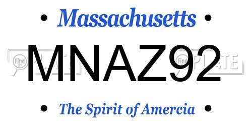 MNAZ92 Massachusetts License Plate