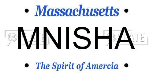 MNISHA Massachusetts License Plate