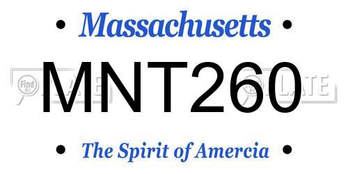 MNT260 Massachusetts License Plate
