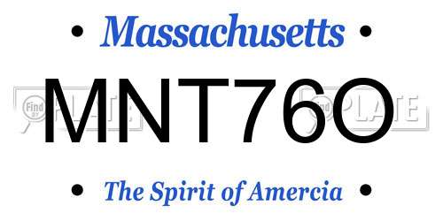 MNT76O Massachusetts License Plate