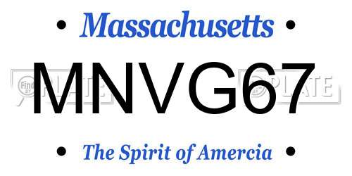 MNVG67 Massachusetts License Plate