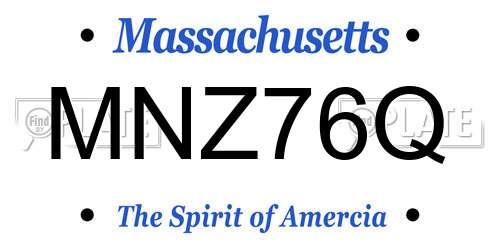 MNZ76Q Massachusetts License Plate