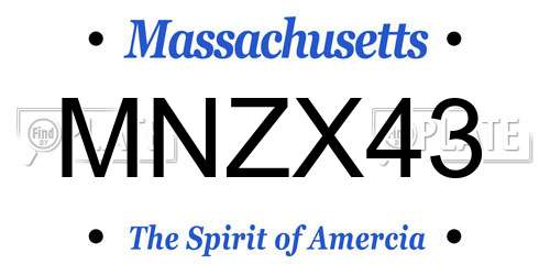 MNZX43 Massachusetts License Plate