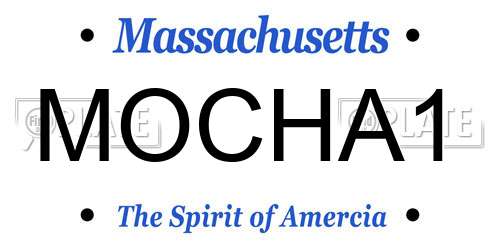 MOCHA1 Massachusetts License Plate