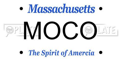 MOCO Massachusetts License Plate