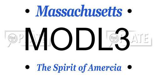 MODL3 Massachusetts License Plate