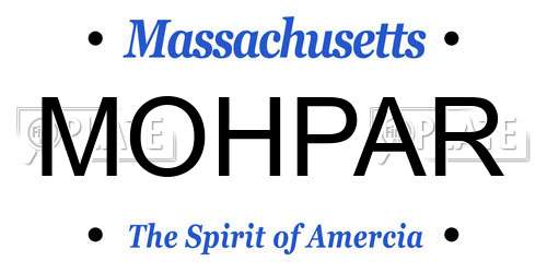 MOHPAR Massachusetts License Plate