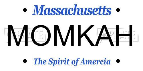 MOMKAH Massachusetts License Plate