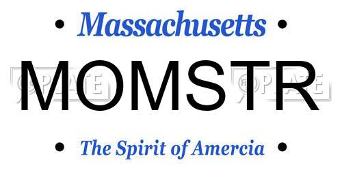 MOMSTR Massachusetts License Plate