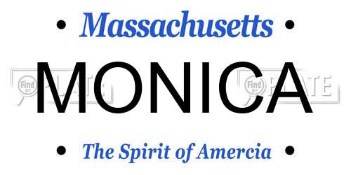 MONICA Massachusetts License Plate