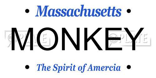 MONKEY Massachusetts License Plate