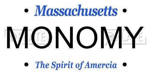 MONOMY Massachusetts License Plate