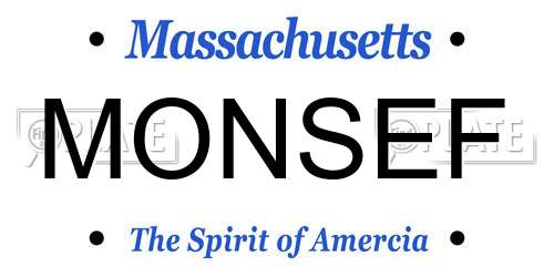 MONSEF Massachusetts License Plate