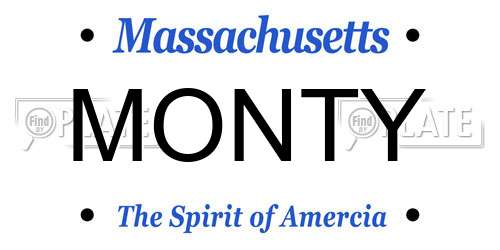 MONTY Massachusetts License Plate