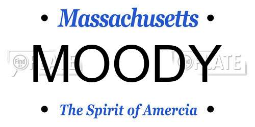 MOODY Massachusetts License Plate