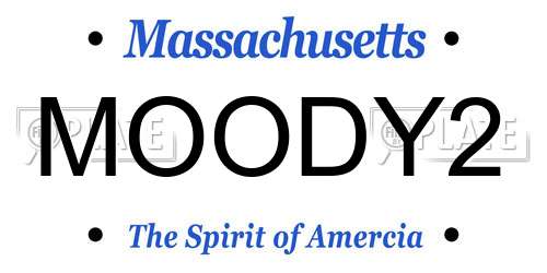 MOODY2 Massachusetts License Plate