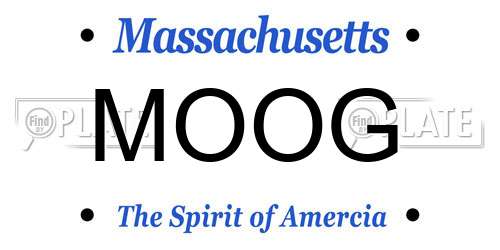 MOOG Massachusetts License Plate