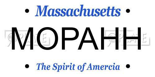 MOPAHH Massachusetts License Plate