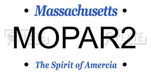 MOPAR2 Massachusetts License Plate