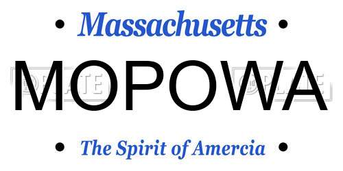 MOPOWA Massachusetts License Plate